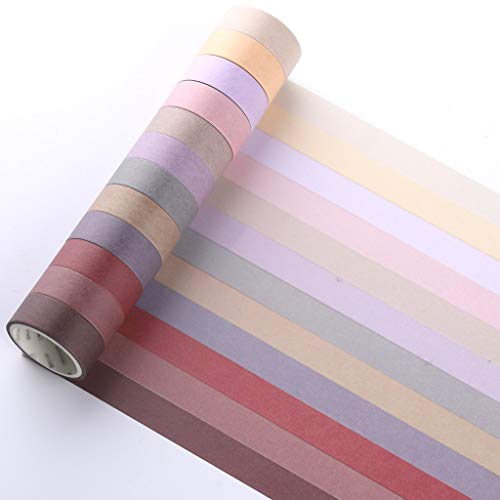 YUBBAEX 12 Rolls Washi Tape Set Natural Color Decorative Tapes for Arts, DIY Crafts, Journals, Planners, Scrapbook, Wrapping Wide -Salty Morandi- (Morandi, 15mm x 12Rolls) - color: Morandi, size: 15mm x 12Rolls