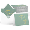 VNS Creations Thank You Cards With Envelopes - 100 Pack 4 x 6 - Green - color: Granite Green (Gold Foil), size: 100 Pack - 4" x 6" (Value Pack)