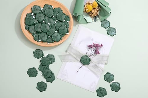 Yoption Eucalyptus Leaf Wax Seal Stickers, 50Pcs Olive Green Envelope Seals - color: Leaf, Olive Green