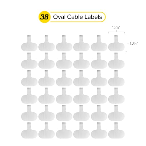 Cable Labels by Wrap-It Storage, Regular, White (36 Pack) - Write On Cord Labels, Wire Labels, Cable Tags and Wire Tags for Cable Management and Electronics, Computers. Great Stocking Stuffer - color: White, size: Oval