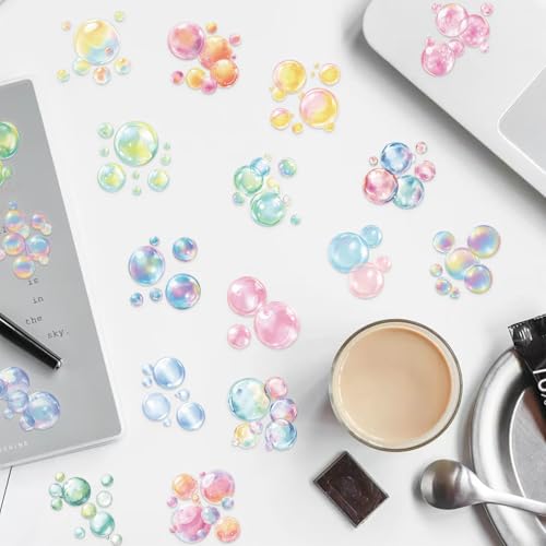 50PCS Iridescent Bubble Stickers Pack | Pastel Waterproof Vinyl Decals for Journal, Laptop, Phone Case, Guitar, Water Bottle & DIY Aesthetic Decor - style: Bubble Stickers