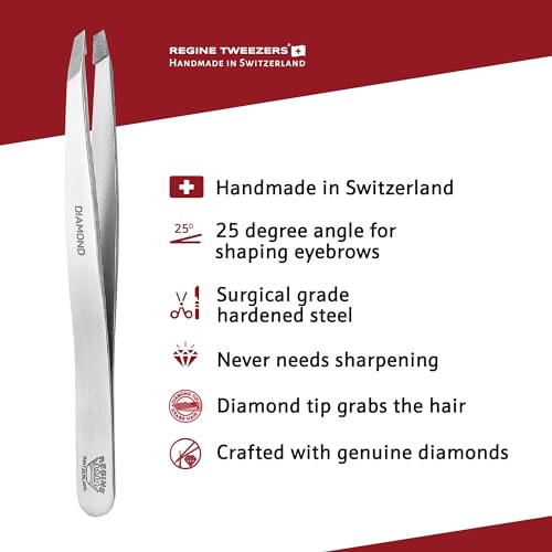 Professional Diamond Tip Slant Tweezers for Brows & Face