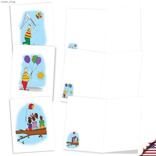 The Best Card Company 20 Assorted Blank Notes Bulk Box Set 4 x 5.12 Inch with Envelopes (10 Designs, 2 Each) Children Drawing Style - Childhood Dreams AM10688OCB-B2x10 - style: Childhood Dreams