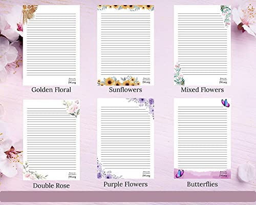 JW Letter Writing A4 Pad Stationery Paper Lined Gift Notepad Writing Sheets (Big Sunflowers) - color: Big Sunflowers
