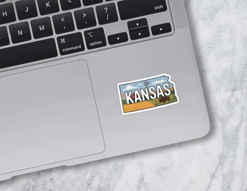 (3Pcs) Kansas State Sticker - Images of The State's Symbols Travel Suitable for Laptops Water Bottles Cups Notebooks Planners Waterproof Vinyl
