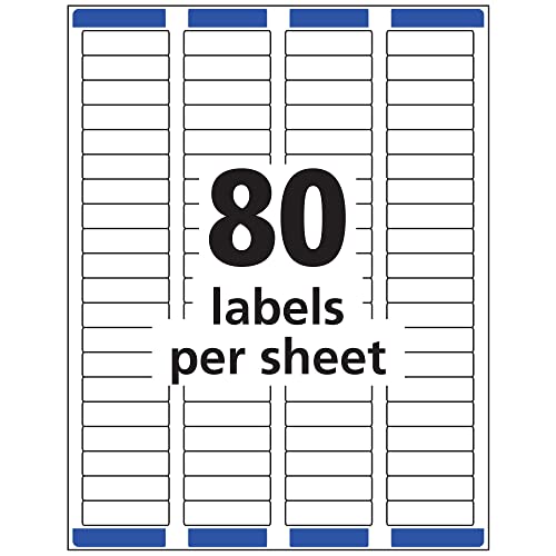 Avery Printable Return Address Labels with Sure Feed, White, 2,000 Blank Mailing Labels (08167) 1/2" x 1 3/4" (Pack of 5) - size: 1/2" x 1 3/4" (Pack of 5), style: 2,000 labels