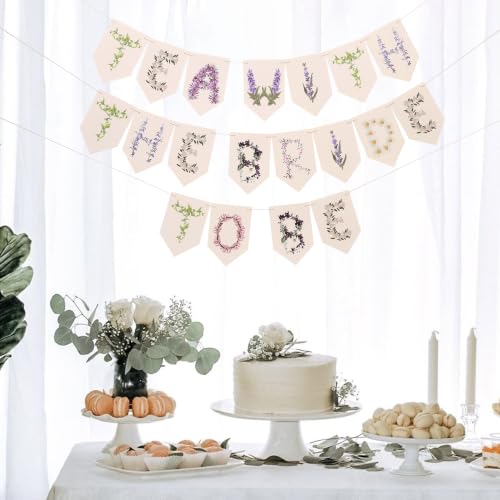 Tea with the Bride to Be Banner - Botanical Flower Alphabet Bridal Shower Decorations, tercolor Floral Tea Party Garland, Garden Wedding Bunting, Engagement Party Dessert Table Backdrop Props (Tea with the Bride to Be) - color: Tea with the Bride to Be