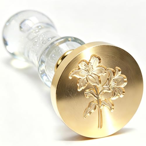 LANKIN Lily Wax Seal Stamp, Floral Plant Theme; 25mm Brass Head with - color: Lily