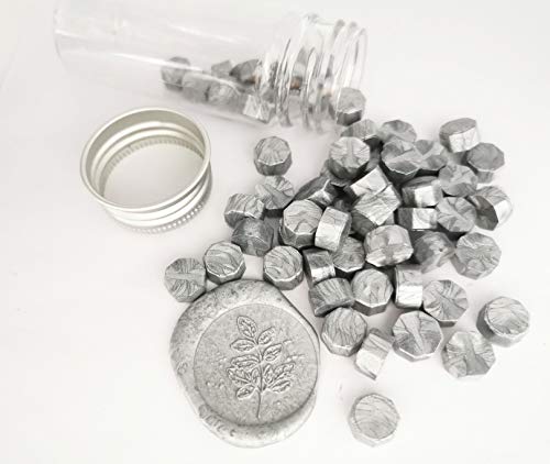 80 Pieces Metallic Silver Sealing Wax Beads Wax Seal Stamp Melts Metallic Wax Beads Wedding Invitations Gift Cards Party Envelopes Gift Packages Sealing Kit - color: Metallic Silver