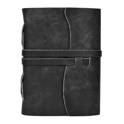 LEATHER VILLAGE Leather Journal Notebook Edge Cut, Black A4. - color: Black, size: 11.5 inches X 8.50 inches