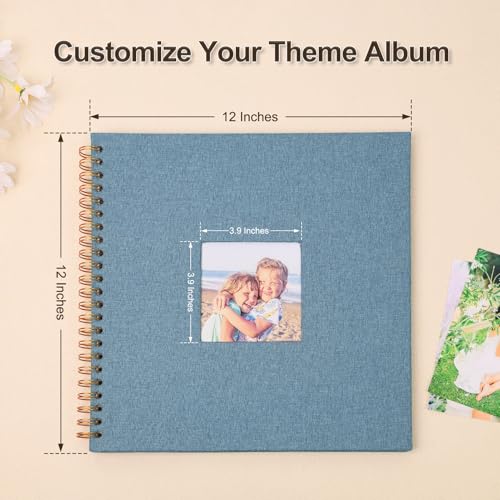 Scrapbook Photo Album Linen Cover 12x12 Inches 80 Pages Blue | Hardcover Kraft Scrap Book Memory Book DIY Scrapbook Albums for Wedding Baby Boyfriend Travel Anniversary Family - color: Blue, size: 12"x12" 80 Pages