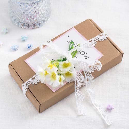 4 Yards White Lace Trim, Scalloped Edge Crocheted Lace Ribbons - color: White (4 yards x 0.63" W)