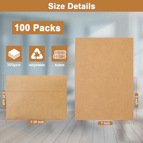Silunkia 100 Packs Brown Blank Greeting Cards with Envelopes 5 x 7 - color: Brown, size: 5 x 7 - 100 PCS
