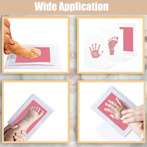 Inkless Hand and Footprint Kit, Newborn Baby Keepsake, 4-Pack | No-Mess Clean Touch Ink Pad for Baby Handprint & Footprint, Non-Toxic Baby Gift, Pet Paw Print Kit (4 Pack Pink) - color: 4 pack pink