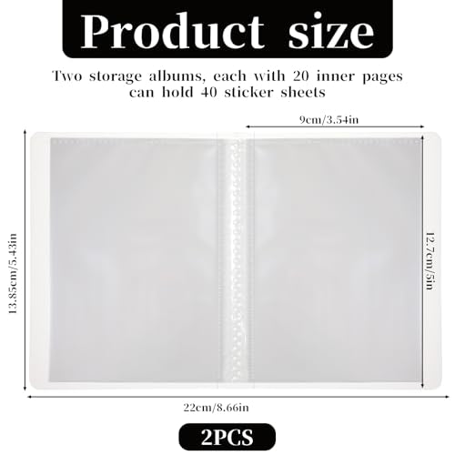 2Pcs Transparent Nail Sticker Book Nail Art Sticker Storage Book Empty Stickers Collecting Album Display Books for Nails Art Supplies DIY Stickers Display Organizer Tools, Total of 80 Slots