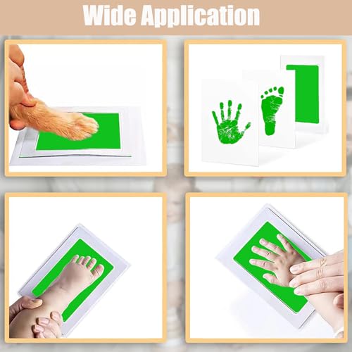 Inkless Hand and Footprint Kit, Newborn Baby Keepsake, 4-Pack | No-Mess Clean Touch Ink Pad for Baby Handprint & Footprint, Non-Toxic Baby Gift, Pet Paw Print Kit (4 Pack Light Green) - color: 4 pack green