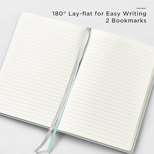 &And Per Se Lined Journal and Pen Set, A5 Leather Hardcover Notebook with Pen & Stationary Set, 160 Pages 100GSM Thick Ruled Paper Journal for Business Work Writing (Cyan, Gift Set) - color: Cyan
