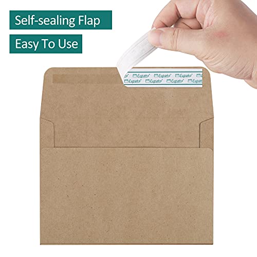 Eupako A6 Brown Envelopes 4x6, 100 Pack Self Seal Envelopes for 4x6 Cards, Photos, Invitations, Wedding, Graduation, Baby Shower, RSVP, 6.5 x 4.75 Inches - color: Brown, size: A6 (6.5x4.75 Inches)