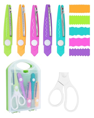 UCEC Decorative Paper Craft Scissors Set With Portable Organizing Container - color: 5 in 1