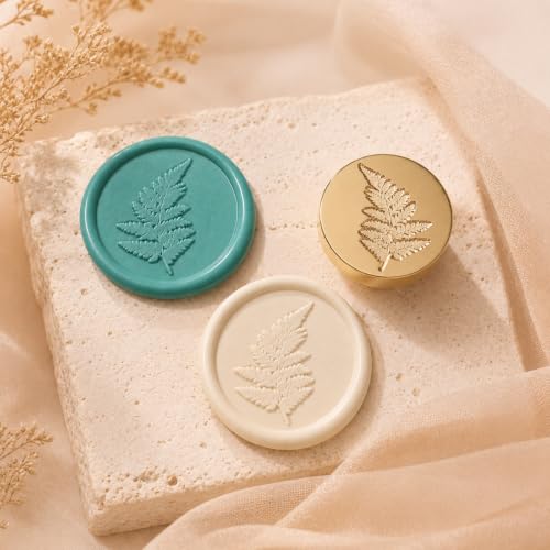 Fern Leaf Wax Seal Stamp, Floral Botanical Theme Brass Stamp with Wooden Handle - color: Fern Leaf