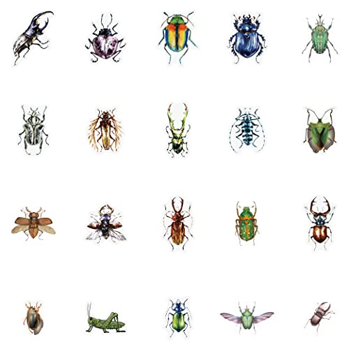 40Pcs Insect Stickers for Water Bottle - Self-Adhesive Waterproof Colorful Transparent PET Sticker Decal for Adults Card Decoration DIY Scrapbook Laptop Phone Case Realistic Nature Animal Gift Sticker - color: Transparent Clear Colorful Ins Style Diy Natu