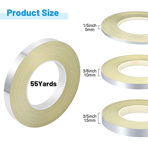Zonon Silver Washi Tape for Wall Decor Self Adhesive 5/10/15mm | Silver Foil Pinstripe Tape, Mirror, 3 Widths Total 164 Yards, Easy to Apply for Furniture Car Arts Graphic Decoration - color: Silver, size: 5/10/15mm