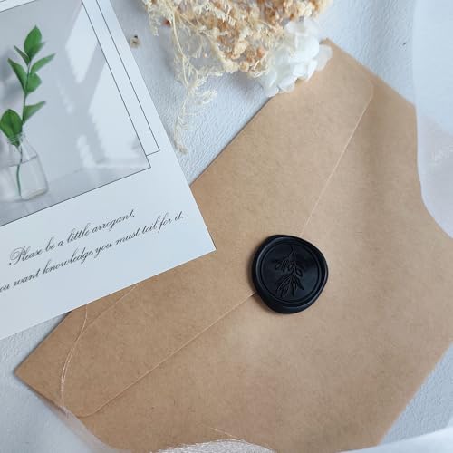 Pollize 50Pcs Wax Seal Stickers, Wedding Invitation Envelope Stickers - color: Black