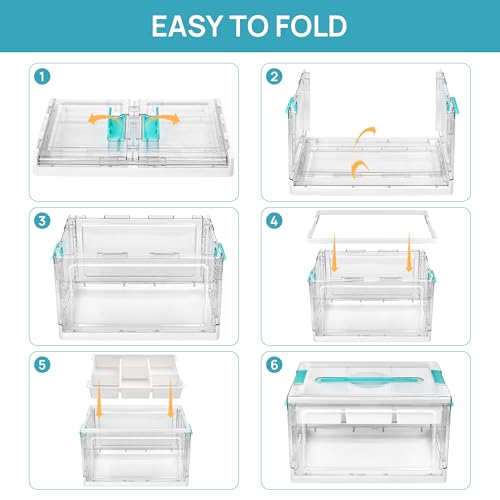 Vtopmart 24 QT Clear Plastic Craft Storage Box with Tray & Dividers, 1 Pack