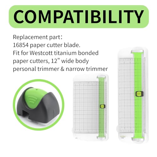 16854 Paper Cutter Blade for Westcott Carbo Titanium Bonded Trimmer, 2 Pack | Cutting Blade for Carbon Titanium Wide Body Personal Trimme & Narrow Trimmer, Ideal for Office Home Craft & Photo Cutting