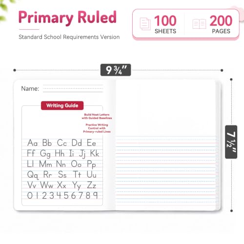 Forvencer Primary Composition Notebook K-2, Primary Journal Draw and Write - color: Pink, size: 1 Pack