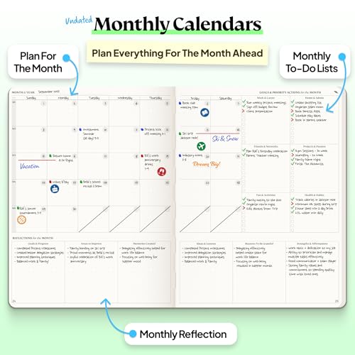 Roterunner Purpose Planner Notebook B5 7.5”x9.8” 12 Month Undated 2026 Daily Weekly and Monthly Productivity Goal Setting Tool for Work Home ADHD Planner for Adults Self Care Journal - color: Purple