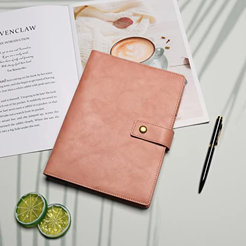 Wonderpool Leather Journal Dotted Paper Refillable Writing Binder Notebook - Leather Spiral Diary with Inner Organizer Pockets for Man and Woman (Pink, A5) - color: Pink, size: A5