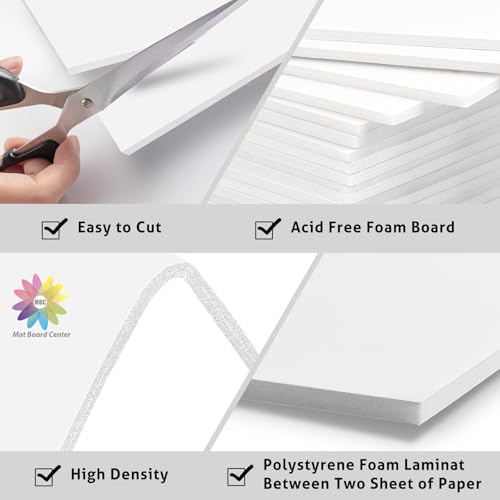 Mat Board Center, Pack of 10-11x14 Foam Boards 1/8" Thick Backing Boards - color: White, size: 11x14