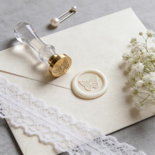 LANKIN Butterfly Wax Seal Stamp, Animal Theme; 25mm Brass Head - color: Butterfly
