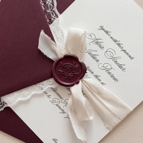 UNIQOOO Jewel Tone Ruby Marsala Red Glue Gun Sealing Wax Sticks for Wax Seal Stamp - Great for Wedding Invitations, Cards Envelopes, Snail Mails, Wine Packages, Christmas Gift Ideas, Pack of 8 - color: Marsala