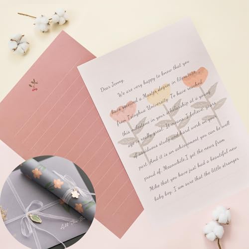 72 Pcs Stationery Paper Envelopes Set Lovely Floral Cute (6Style) | Includes 24 Lined Writing Paper & 12 Envelopes, Letter Writing Stationary Paper Envelopes Kit for Girls Office School - color: Flower