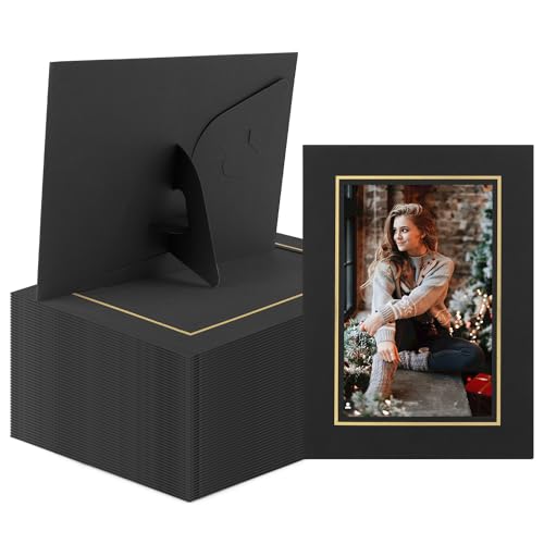 Golden State Art, Paper Picture Frames, 4X6, Black Gold Lining, 50 Pack - color: Black/Gold Lining, size: 50 Pack