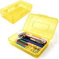 Pencil Box , Hard Plastic Pencil Box Large Capacity Crayon Case ,Organizer Plastic Containers with Snap Lid , Stackable Storage Boxes for Art Craft Office & Classroom Back to School Supplies , Yellow - color: Yellow