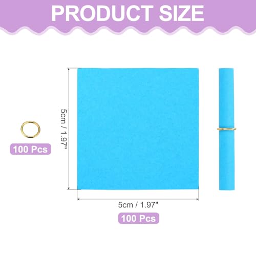 MECCANIXITY 5x5cm Mini Vintage Messages Papers Scrolls, 100Pcs Valentine Message Wish Paper Roll for Party Birthday, Blue