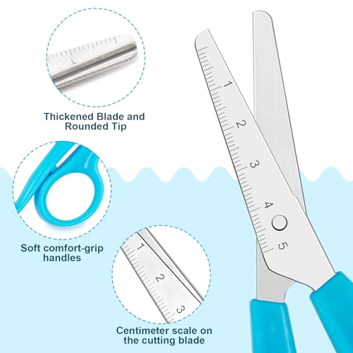 Toidgy 30 Pack Kids Scissors, 5 Inch Scissors Bulk for School, Blunt Tip Scissor for Kids Student Teacher, Kids Safety Scissor for Preschool Classroom Office Home, School Supplies Craft Cutting Paper