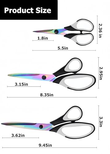 Craft Scissors All Purpose Heavy Duty,Black White,3 Pack - color: Black White