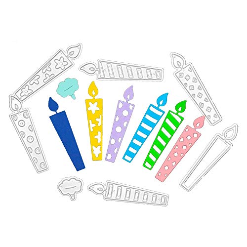 Metal 6 Hollow Style Candles Cutting Dies, Happy Birthday Letter Die Cuts for Card Making Stencil Embossing Tool Scrapbooking DIY Etched Craft Dies - color: happy birthday and 6candles
