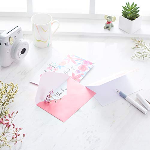 Amazon Basics Thank You Cards and Envelopes, 48 Count, Floral Assorted Designs - size: 4 x 6 inches