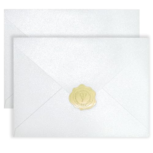 YINUOYOUJIA 50 PCS Pearl white Envelopes A7,5 x 7 white Shimmer Envelopes for Invitation,Perfect for Wedding Invitation Cards,Birthday RSVP Invite,5.25 x 7.25 inches - color: White, size: 5x7