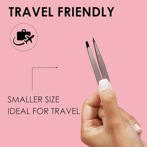 JAPONESQUE Slant and Point Tweezers Set, for Defining and Shaping Brows, Made with Hand-Sharpened Stainless, Ideal for Travel - style: Standard Set