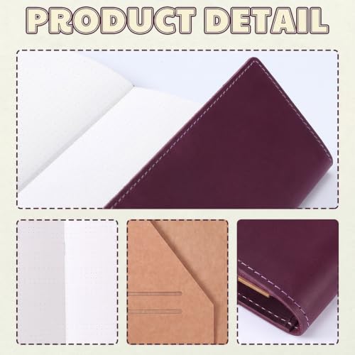 Eaasty A5 Genuine Leather Refillable Notebook Travel Journal, Purple - color: Purple
