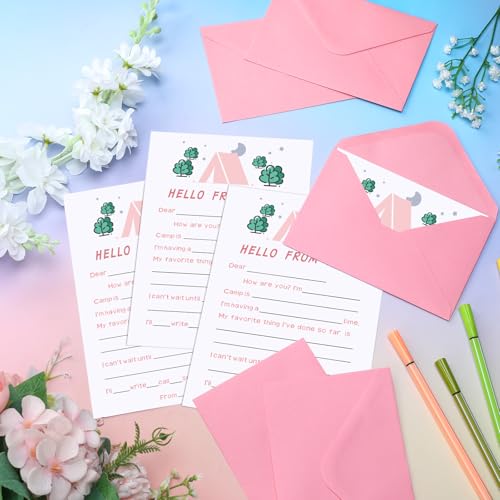Honoson 48pcs/24set Camp Stationary for Girls, Cards and Envelopes