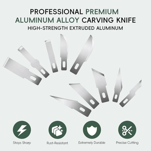 16 Pcs Professional Craft Knife Set, Precision Craft Knife with Assorted Blades, Razor Sharp with Case for Carving, Wood, Modeling, DIY, Scrapbooking, and Art Projects (Green)