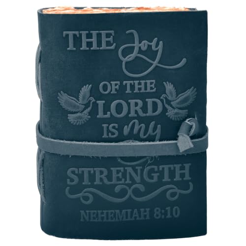 LEATHER VILLAGE Christian Leather Journal Joy Verse, Navy Blue 7x5. - color: Blue