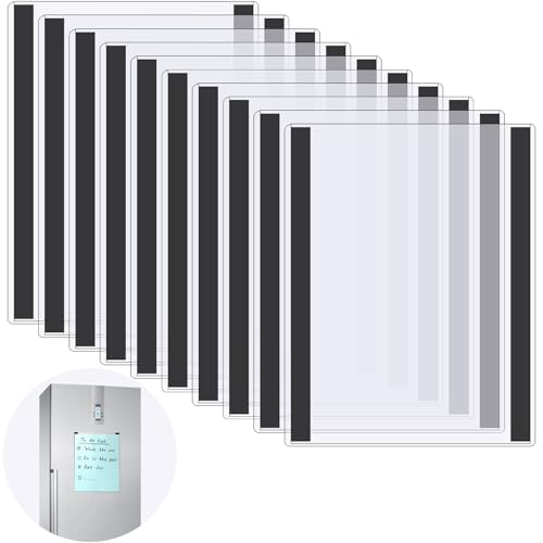 10 Pcs 8.5'' x 11'' Rigid Magnetic Sign Holders - Clear Plastic Document Frames with Magnet Borders for Letter Size Posters - Perfect for Home, Office, and Store Displays - color: 10Pcs